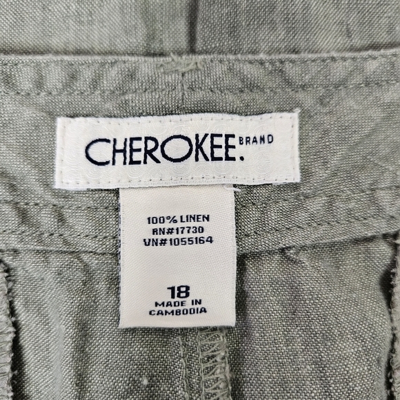 Cherokee Olive Green Linen‎ Capri Pants Size 18 Women's Plus L15 - Picture 7 of 9